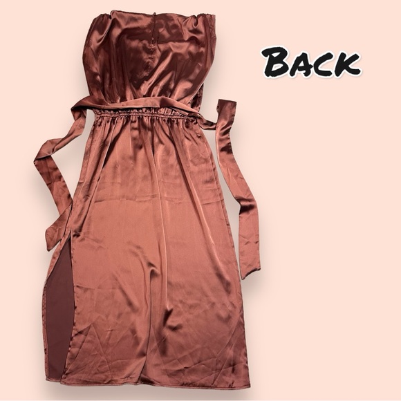 💥HP💥NWT Vernacular Boatneck Line Drop Waist Maxi Dress in Bronze. Size Small - Picture 4 of 14